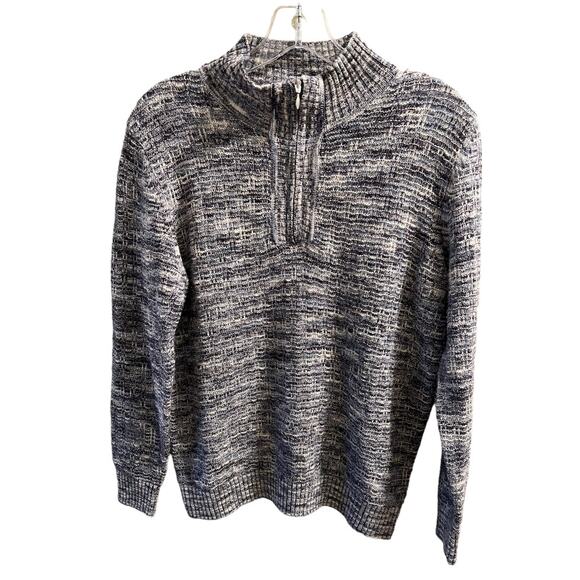 Drapes & Damons Quarter Zip Pullover Sweater Sz Mp Petite Blue White Knit Comfy - Picture 9 of 9